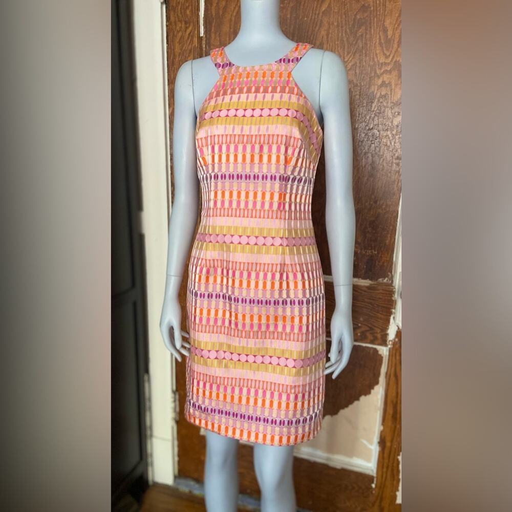 TRINA TURK Retro Multicolored Sleeveless Shift Dress sz 2